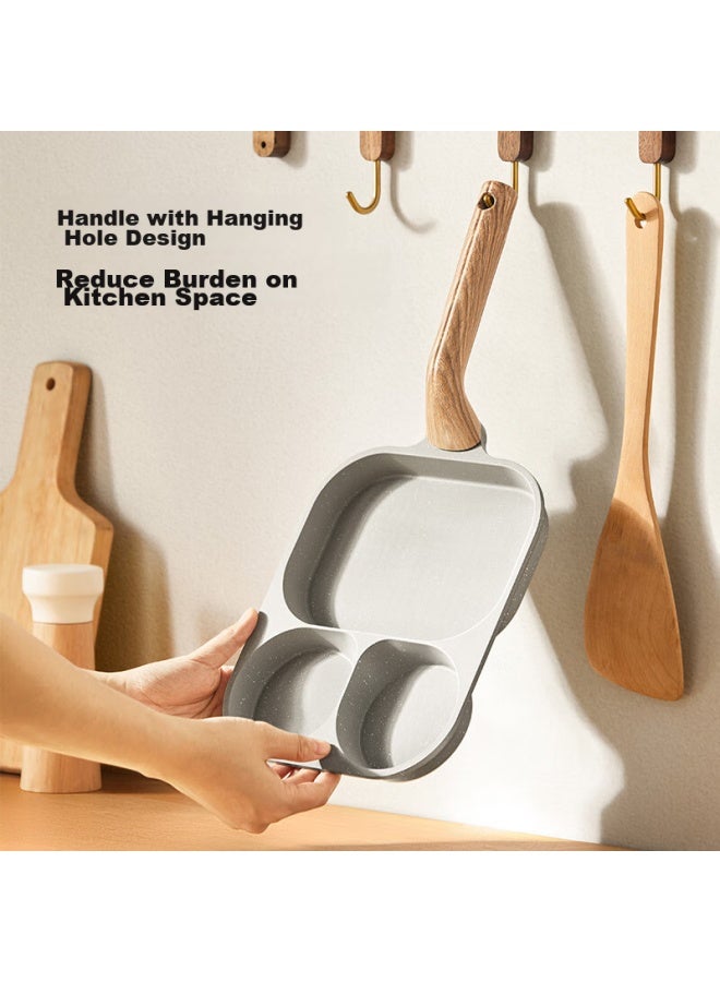 Joyoung Breakfast Pan, Household Flat Bottom Pan, Frying Pan, Breakfast Plate, Three-hole Non-stick Egg Burger Pan, Suitable For Open Flame, 23cm - Image 3