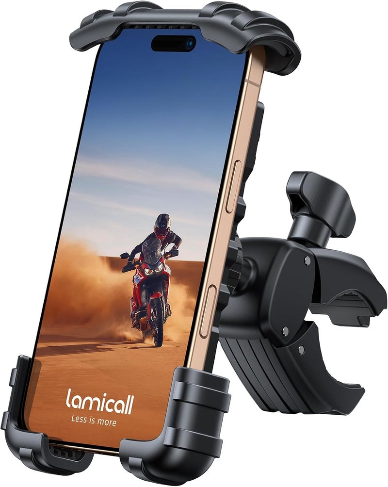 Lamicall Bike Phone Holder Mount - [Lockable & Rotating] Motorcycle Handlebar Phone Mount Clamp, Gifts, E-Bike, ATV Scooter Phone Clip for iPhone Air 17 16 15 14 Pro Max Plus, S20, 4.7-6.8" Cellphone - Image 2