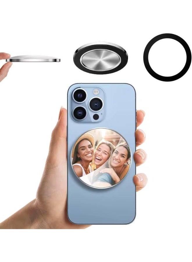 Magnetic Selfie Mirror for iPhone, Rear Camera Mirror for Vlogging and Self-Portraits, Portable Round Metal Frame Phone Accessory - Image 1