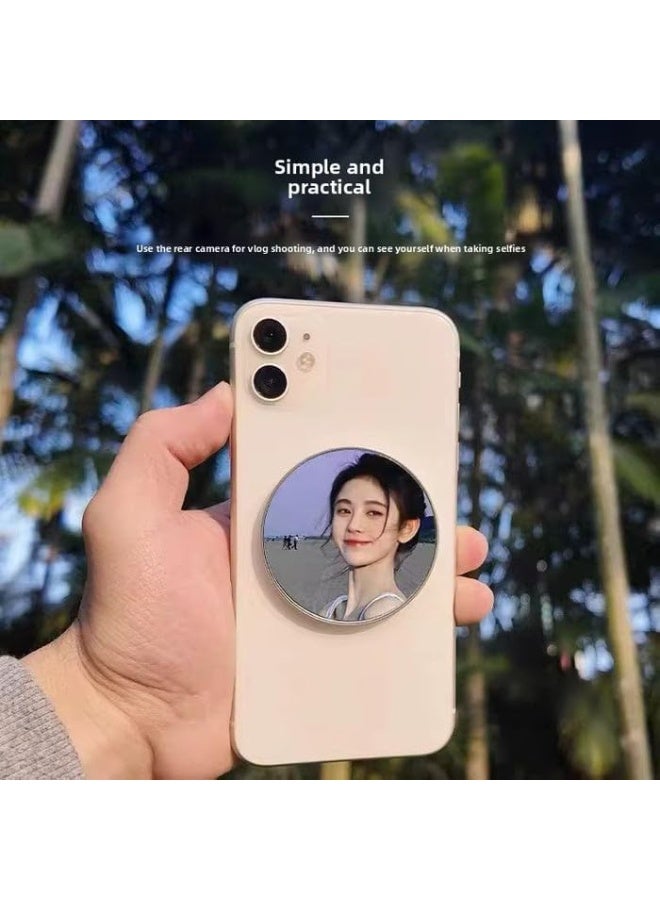 Magnetic Selfie Mirror for iPhone, Rear Camera Mirror for Vlogging and Self-Portraits, Portable Round Metal Frame Phone Accessory - Image 2