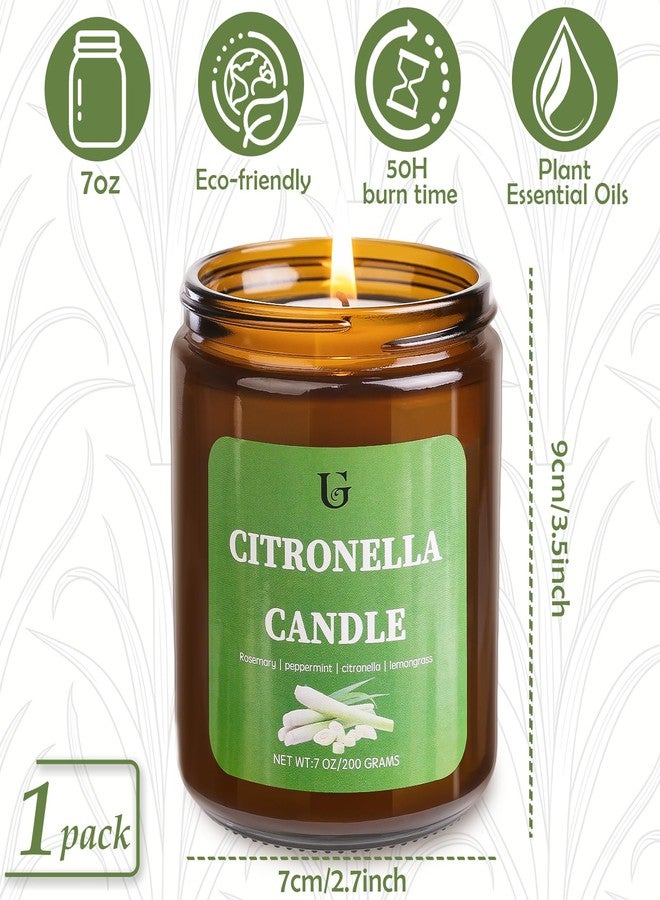 ugbem Citronella Candles Outdoor, Natural Soy Wax Citronella Scented Jar Candle for Summer, 7oz Large Lemongrass Candle, 50 Hours Burn Time, Indoor and Outdoor Candles for Patio, Garden & Camping(1 Pack) - Image 4