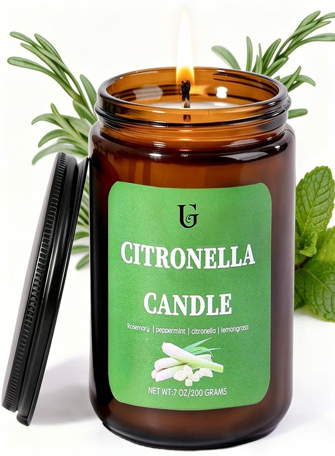 ugbem Citronella Candles Outdoor, Natural Soy Wax Citronella Scented Jar Candle for Summer, 7oz Large Lemongrass Candle, 50 Hours Burn Time, Indoor and Outdoor Candles for Patio, Garden & Camping(1 Pack) - Image 1