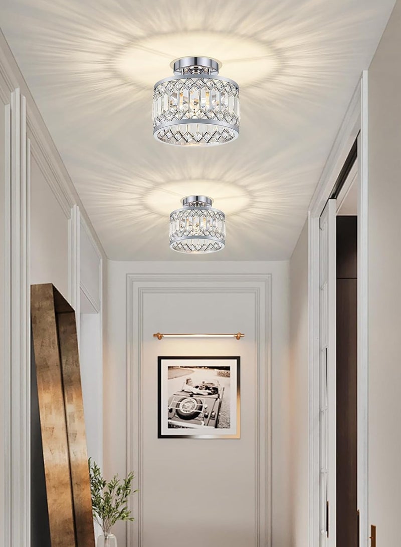 LOOPITYS Crystal ceiling fixtures, modern semi embedded ceiling fixtures, (diameter 23CM/9.05 inches, E26 bulb base, excluding bulbs) chrome plated lighting fixtures, suitable for ceiling fixtures in corridors, kitchens, entrances, bedrooms, and laundry rooms - Image 4