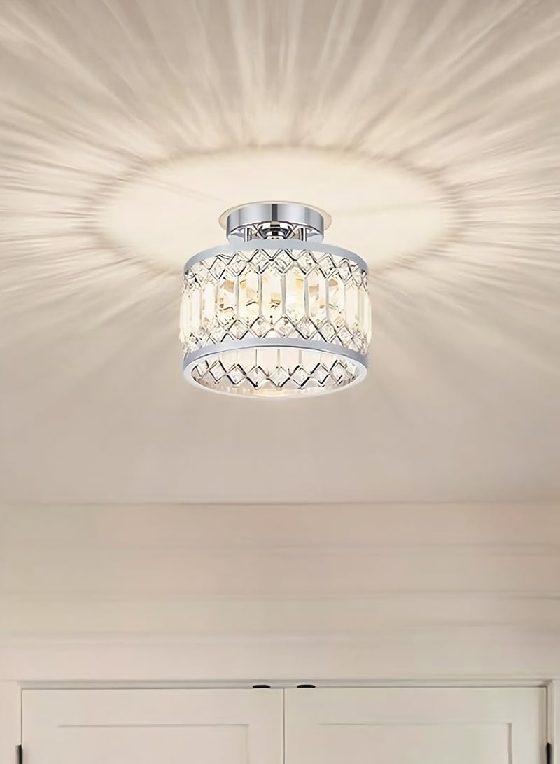 لوبيتيز الكريستال سقف مصباح ، مصباح سقف الحديثة شبه جزءا لا يتجزأ من ( 23cm / 9.05 بوصة في القطر ، E26 مصباح قاعدة ، باستثناء مصباح ) ، والكروم مطلي مصباح ، مصباح سقف الممر ، مطبخ ، مدخل ، غرفة نوم ، غرفة الغسيل - Image 1