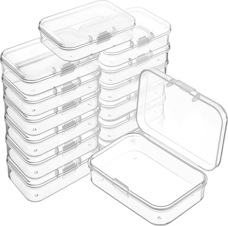 Jetec 18 Pieces Mini Plastic Clear Beads Storage Containers Box for Collecting Small Items, Beads, Jewelry, Business Cards, Game Pieces, Crafts (2.5 x 1.7 x 0.8 Inch) - Image 1