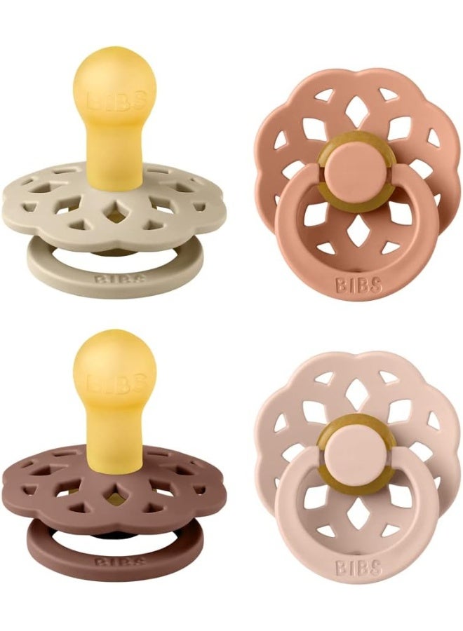 BIBS Boheme Soothers Pack of 4 BPA-Free Cherry Shape Natural Rubber/Latex Made in Denmark Size 1 (0-6 Months) - Image 1