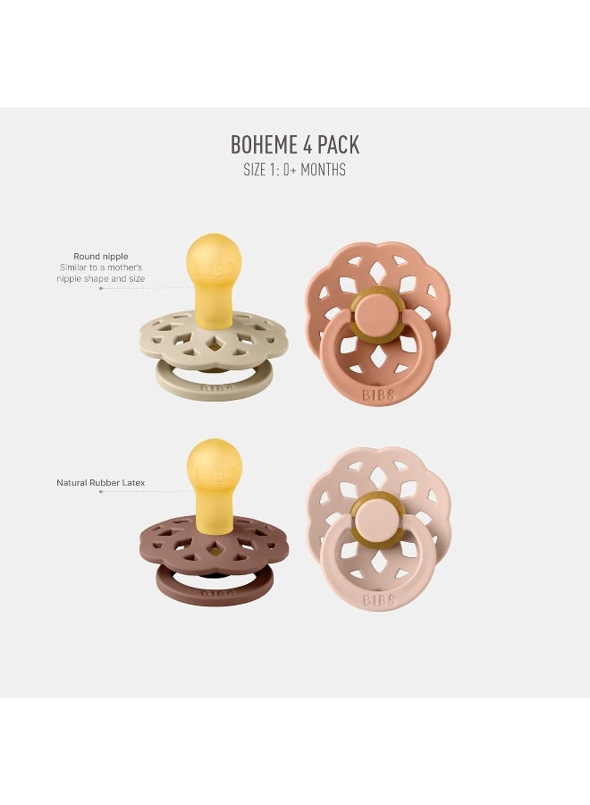 BIBS Boheme Soothers Pack of 4 BPA-Free Cherry Shape Natural Rubber/Latex Made in Denmark Size 1 (0-6 Months) - Image 2