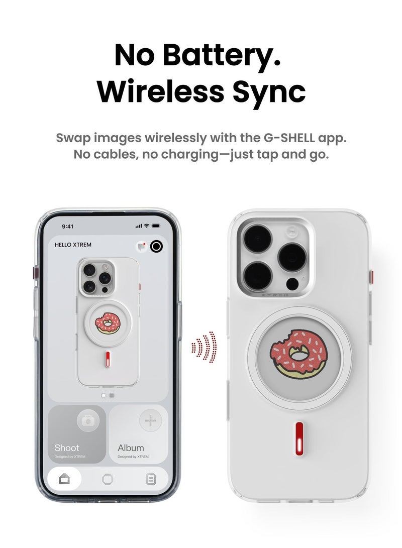 Xtrem iPhone 16 Pro Magnetic NFC E-Ink Display Case – MagSafe Compatible Customizable Screen Cover with Wireless Charging Support – Unique Smart Back Cover | Oeli Xtrem - White - Image 4