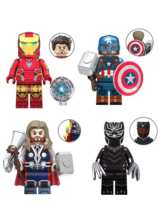4-Piece Marvel Characters Series Playsets Mini Figure Set Captain America Iron Man Black Panther Thor Action Figures Toys  - Image 1