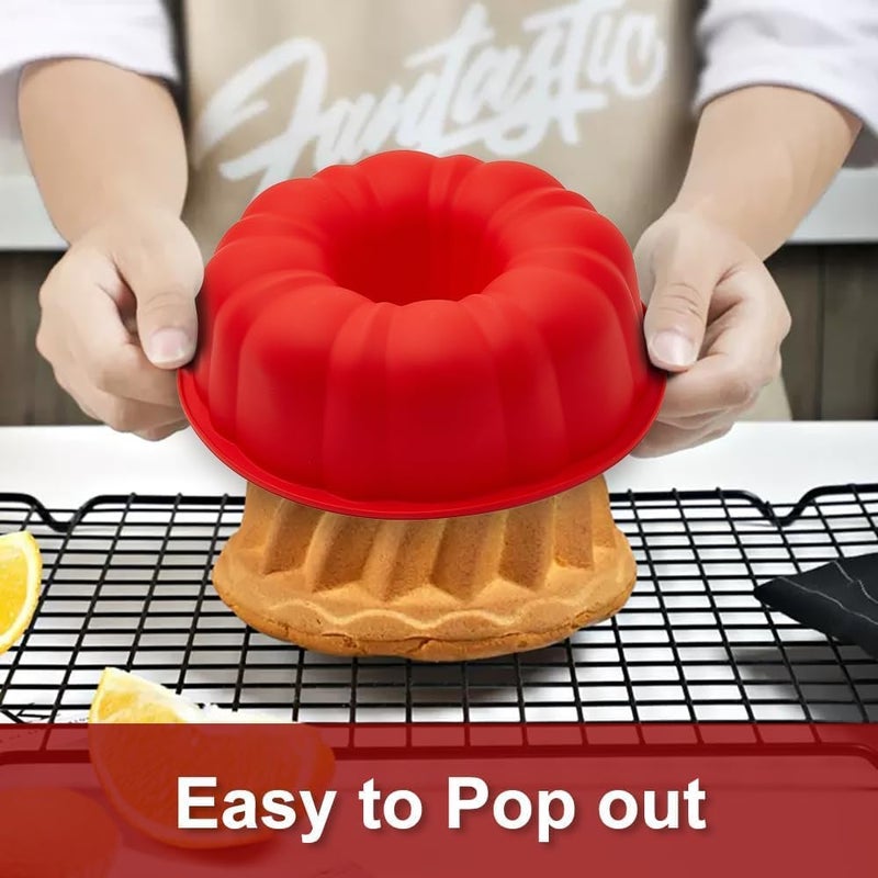 SV silicone cake pan, silicone Cake Molds, Bakeware Non Stick 10 inch Pan for Jello,Gelatin,cake, Silicone Baking Molds for Cakes, Round Baking Pan (2 packs) - Image 3