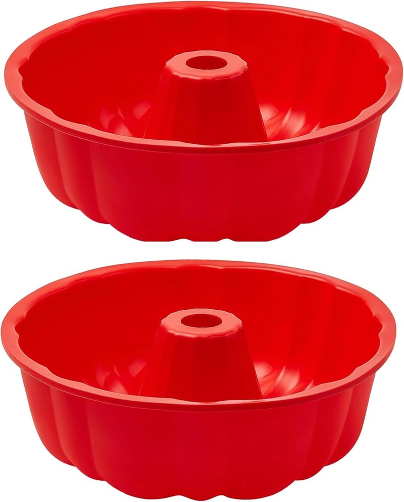 SV silicone cake pan, silicone Cake Molds, Bakeware Non Stick 10 inch Pan for Jello,Gelatin,cake, Silicone Baking Molds for Cakes, Round Baking Pan (2 packs) - Image 1