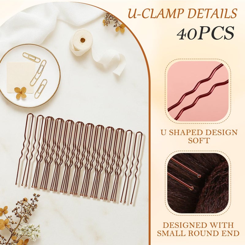 CoolShef Hair Accessories Set with 20PCS Invisible Mesh Hair Nets and 40PCS Brown U-Shaped Hair Pins for Women and Girls Ballet Bun Maker, Hair Bun Net Cover, Juda Net for Bun Fixing - Image 4