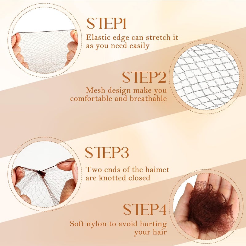 CoolShef Hair Accessories Set with 20PCS Invisible Mesh Hair Nets and 40PCS Brown U-Shaped Hair Pins for Women and Girls Ballet Bun Maker, Hair Bun Net Cover, Juda Net for Bun Fixing - Image 3