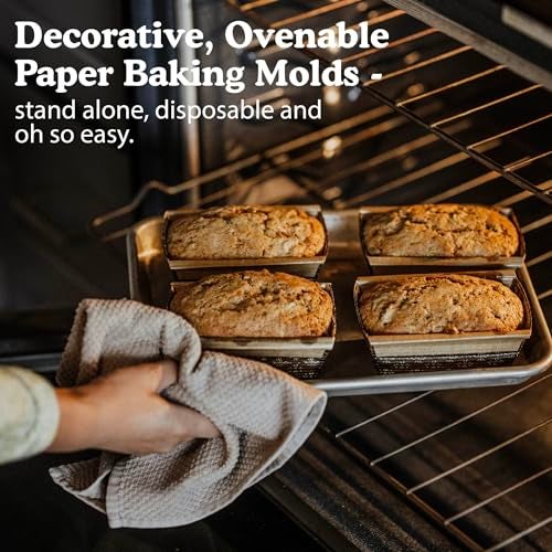 Regency Wraps Loaf Pans, Medium 6" X 2.5" x 2", 2 Pack, Disposable Stand Alone Baking Molds for Quick Breads, Banana and Zucchini - Image 2