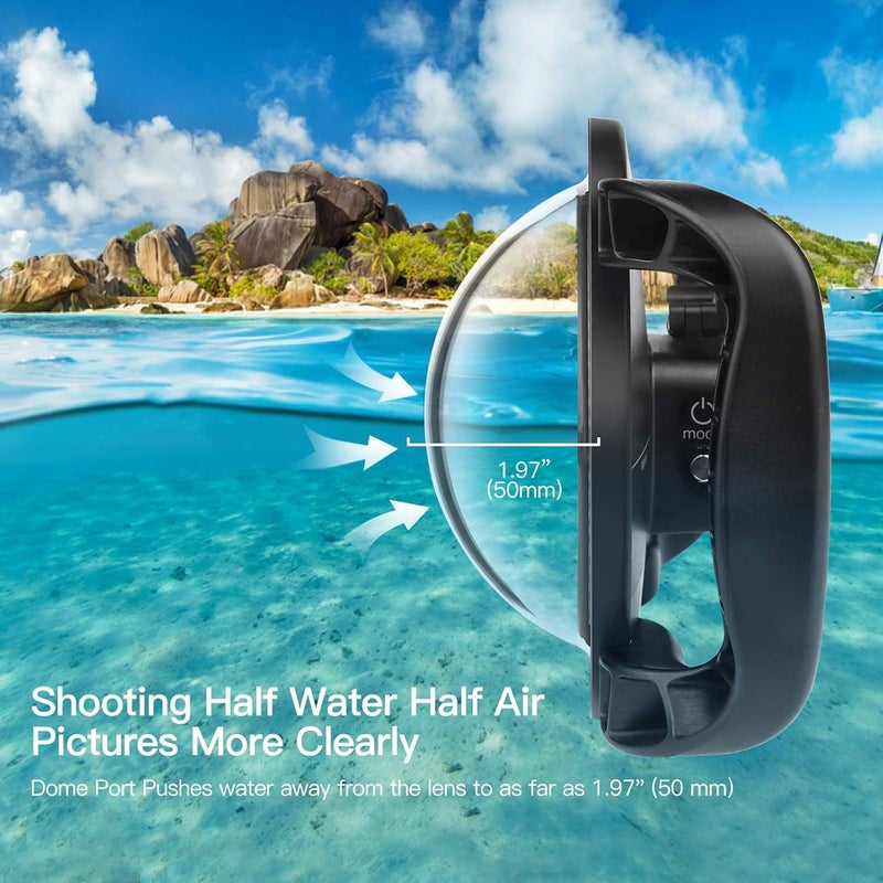 Shoot منفذ قبة لكاميرا GoPro Hero 13/12/11/10/9 بلاك - فيلم طلاء مطور لمقاومة الخدوش، مقبض مزدوج مثبت عائم، غلاف مقاوم للماء بشكل كامل - صور/فيديوهات تحت الماء - Image 2
