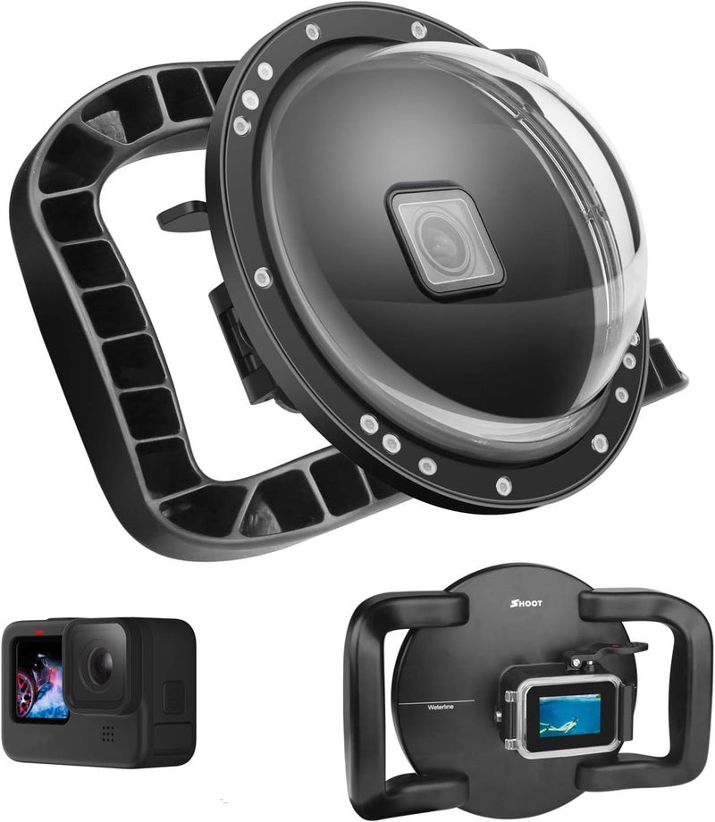 Shoot منفذ قبة لكاميرا GoPro Hero 13/12/11/10/9 بلاك - فيلم طلاء مطور لمقاومة الخدوش، مقبض مزدوج مثبت عائم، غلاف مقاوم للماء بشكل كامل - صور/فيديوهات تحت الماء - Image 1