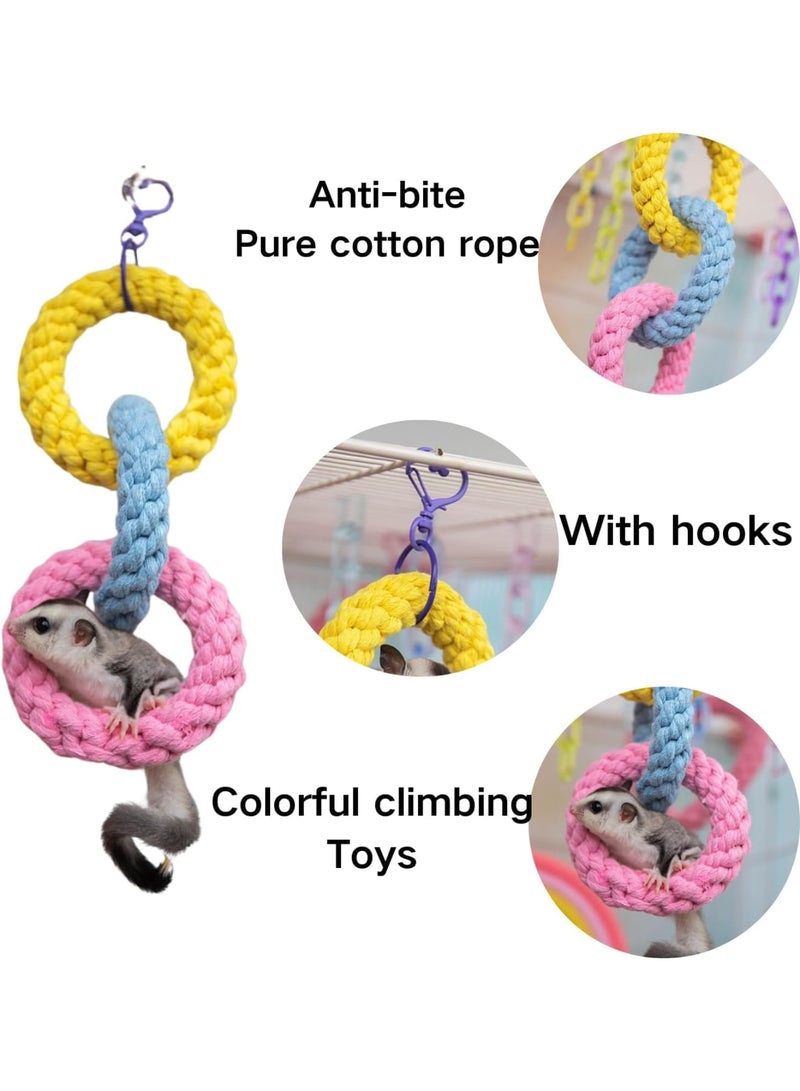 SYOSI Sugar Glider Hanging Climbing Toys, Colorful Three-Ring Swing Toy, Sugar Glider Hamster Rats Toys, Cage Accessories for Ferret, Hamster, Squirrel, Chinchilla, Parrots (Colorful, 2 Pack) - Image 2