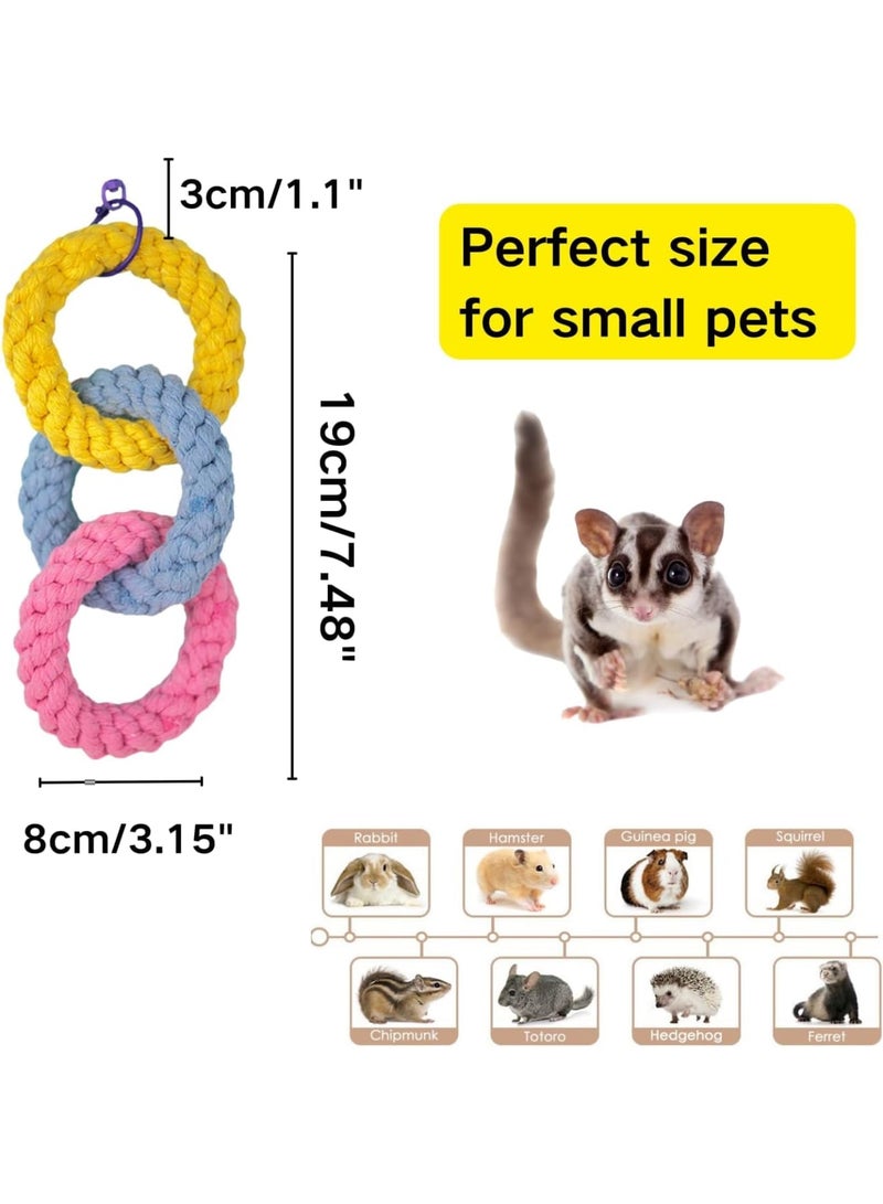 SYOSI Sugar Glider Hanging Climbing Toys, Colorful Three-Ring Swing Toy, Sugar Glider Hamster Rats Toys, Cage Accessories for Ferret, Hamster, Squirrel, Chinchilla, Parrots (Colorful, 2 Pack) - Image 3