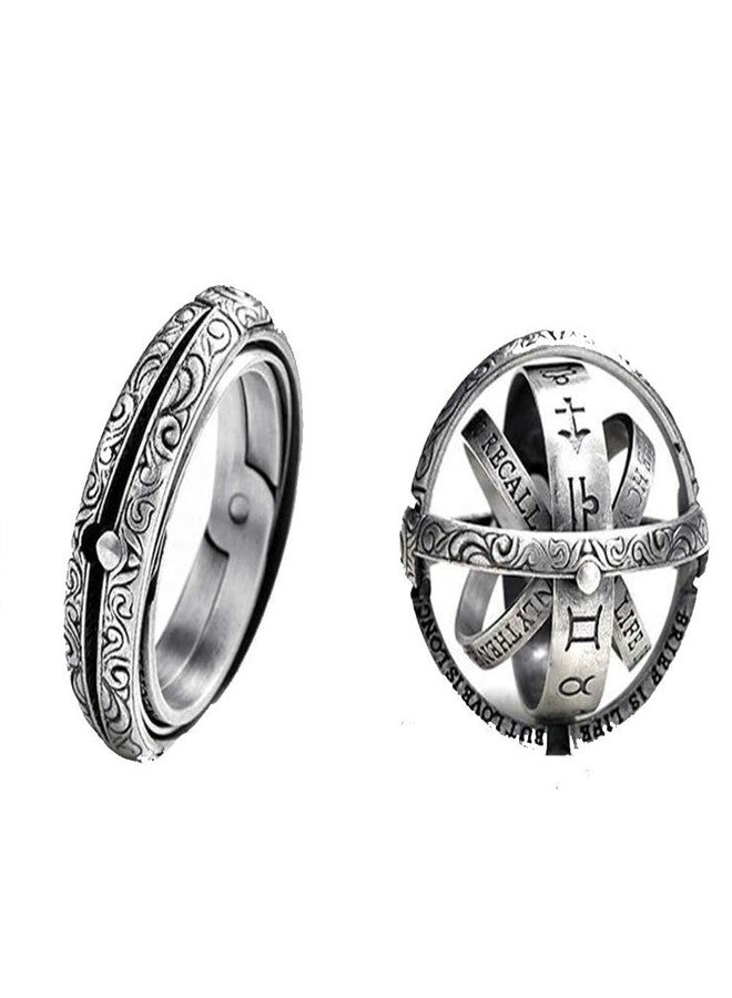 JAJAFOOK Astronomical Sphere Ball Deformation Ring Cosmic Finger Ring Lover Gifts, Alloy Rings Silver-Tone 6 - Image 1