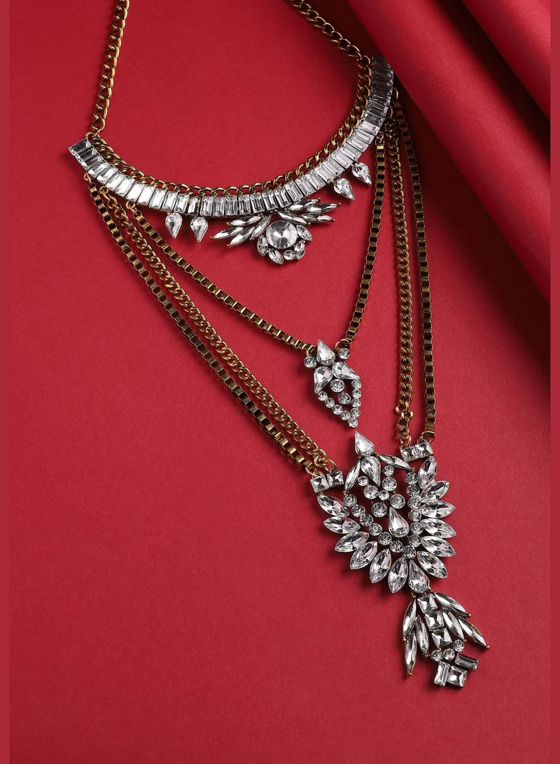 SOHI Gold Plated Designer Stone Party Wear Necklace For Women