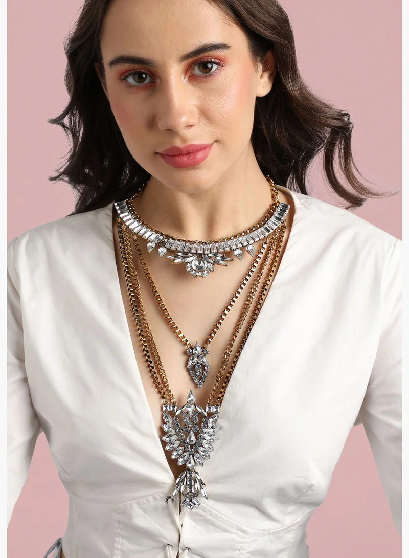 SOHI Gold Plated Designer Stone Party Wear Necklace For Women