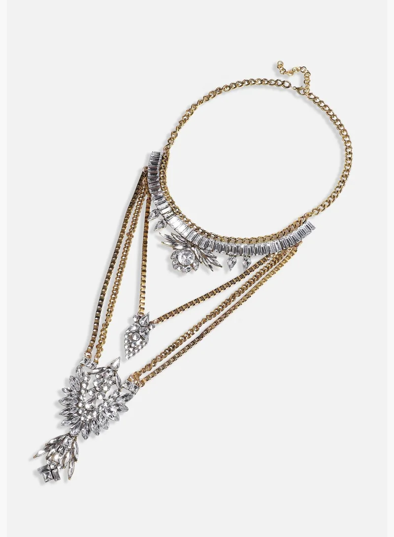 SOHI Gold Plated Designer Stone Party Wear Necklace For Women