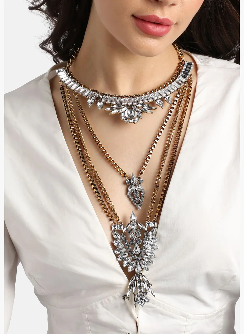 SOHI Gold Plated Designer Stone Party Wear Necklace For Women