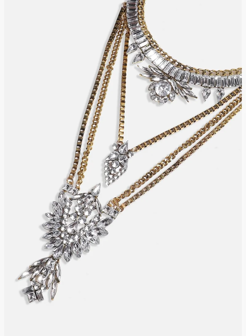 SOHI Gold Plated Designer Stone Party Wear Necklace For Women