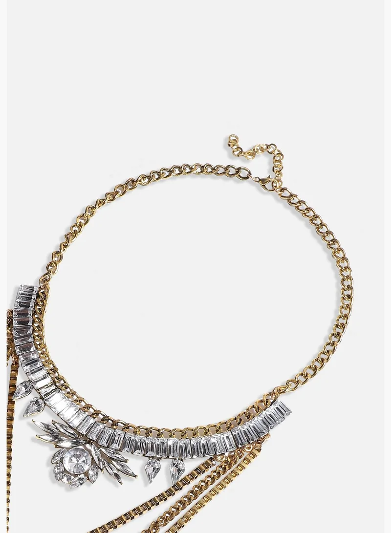 SOHI Gold Plated Designer Stone Party Wear Necklace For Women