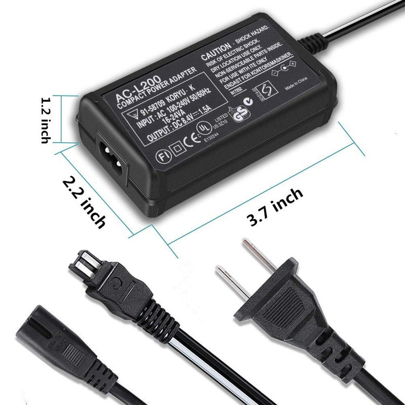 Aikukiki محول طاقة AC-L200 لشاحن كاميرا سوني هاندكام DCR-SX40، DCR-SX41، DCR-SX44، DCR-SX45، DCR-SX60، DCR-SX63، DCR-SX65، SX83، SX85، DCR-SR42، DCR-SR45، DCR-SR46، DCR-SR47، DCR-SR68 - Image 3