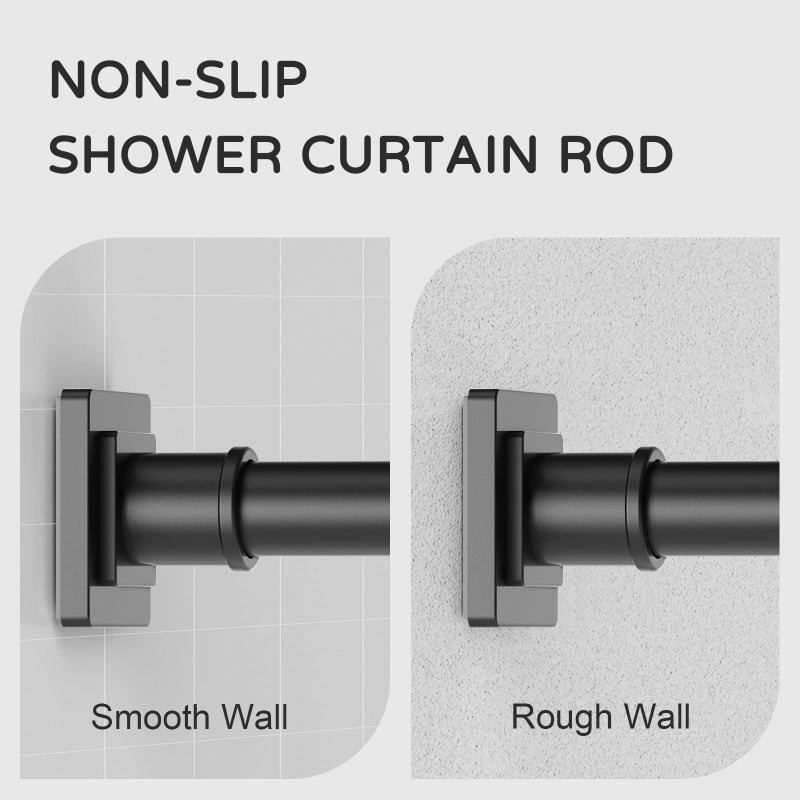UIOSANRT Shower Curtain Rod Adjustable 31-79", Anti-Rust Shower Rod & Spring Tension Shower Rod No Drill, Black Shower Curtain Rod for Bathroom Tension Rod - Image 2