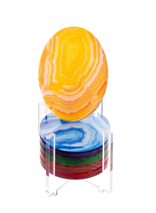 ArtToFrames Coasters Set of 6 Acrylic Drink Coaster - Cute Acrylic, Durable and Stylish Cup Holders for Home, Kitchen, Office - Perfect Decor and Protection for Tables - Color Waves - Image 1