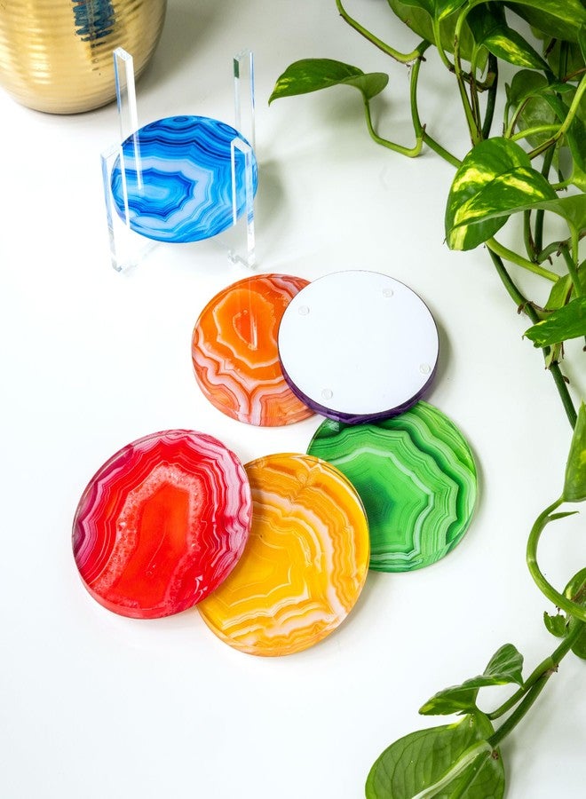 ArtToFrames Coasters Set of 6 Acrylic Drink Coaster - Cute Acrylic, Durable and Stylish Cup Holders for Home, Kitchen, Office - Perfect Decor and Protection for Tables - Color Waves - Image 2