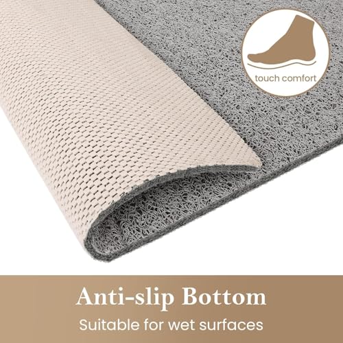 SoftDuo PVC Loofah Shower/Bathtub Mat Non-Slip, 24x16 inch, Soft Tub Mat with Drain, for Tub and Bathroom,Quick Drying,Grey - Image 4