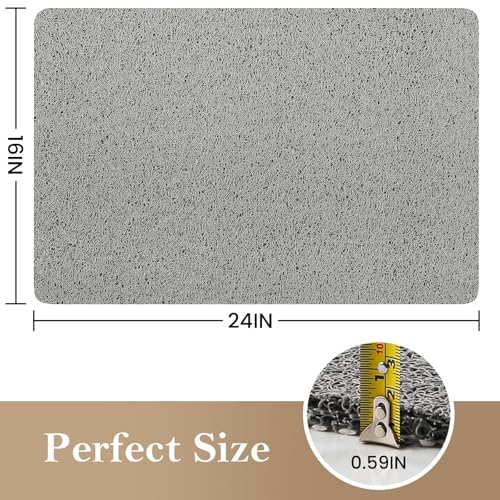 SoftDuo PVC Loofah Shower/Bathtub Mat Non-Slip, 24x16 inch, Soft Tub Mat with Drain, for Tub and Bathroom,Quick Drying,Grey - Image 2