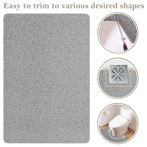 SoftDuo PVC Loofah Shower/Bathtub Mat Non-Slip, 24x16 inch, Soft Tub Mat with Drain, for Tub and Bathroom,Quick Drying,Grey - Image 3