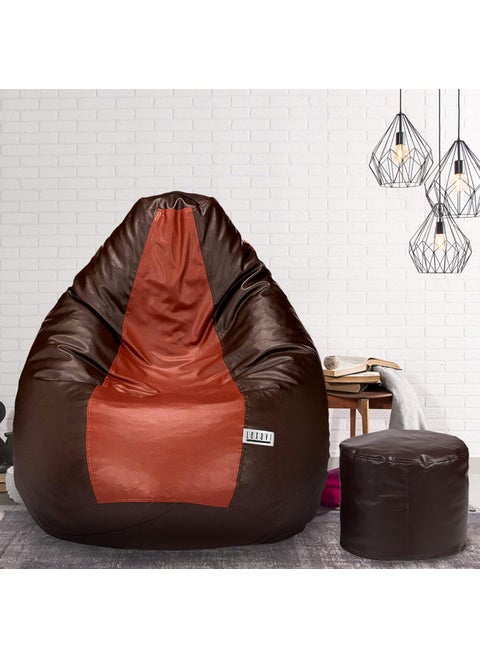 LEXAVI Brand XXXL Combo Bean Bag with Footstool Cover Without Beans Tan Brown