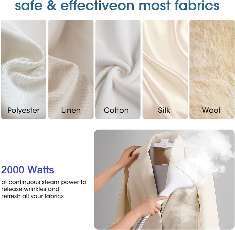 VAYMAY Garment Steamer, 2000W Vertical Clothes Steam Iron Standing Garment Steamer With Height Adjustable Steamer And Built-in Ironing Board, 2.5L Water Tank, Steam Iron, HD-718, White Color - Image 3