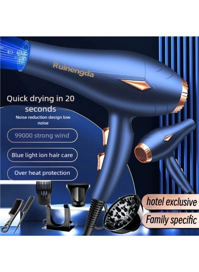 روينغدا مجفف شعر أيوني 7 في 1، مجفف شعر محترف للصالون بقوة 3000 واط ومحرك AC للتجفيف السريع مع 2 سرعة و 3 إعداد حرارة، مزود بموزع الهواء والوحدة ومكثف التركيز للشعر المجعد والمستقيم، ومشط. - Image 1