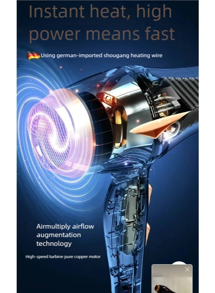 روينغدا مجفف شعر أيوني 7 في 1، مجفف شعر محترف للصالون بقوة 3000 واط ومحرك AC للتجفيف السريع مع 2 سرعة و 3 إعداد حرارة، مزود بموزع الهواء والوحدة ومكثف التركيز للشعر المجعد والمستقيم، ومشط. - Image 3