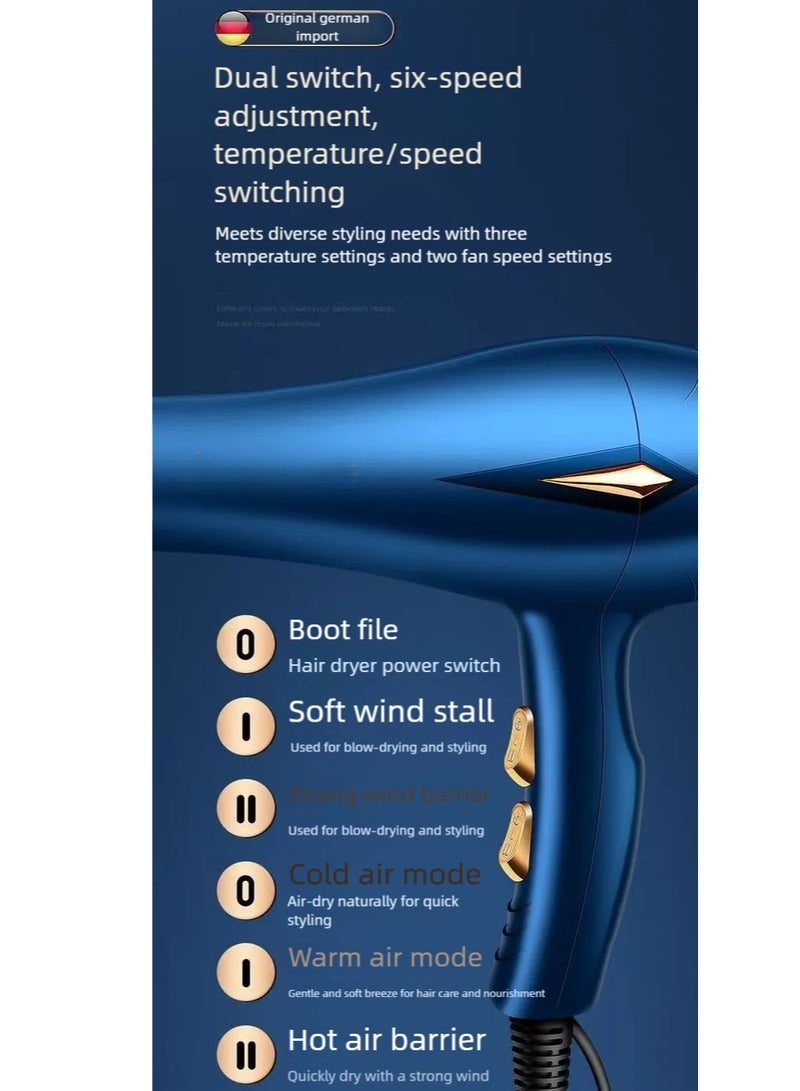 روينغدا مجفف شعر أيوني 7 في 1، مجفف شعر محترف للصالون بقوة 3000 واط ومحرك AC للتجفيف السريع مع 2 سرعة و 3 إعداد حرارة، مزود بموزع الهواء والوحدة ومكثف التركيز للشعر المجعد والمستقيم، ومشط. - Image 4