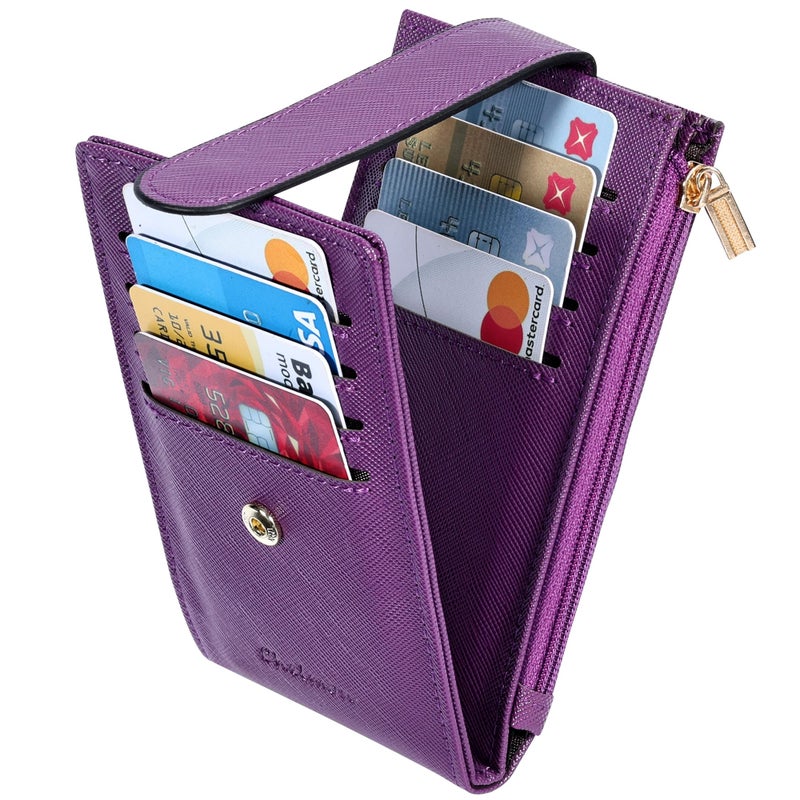 Chelmon Women's RFID Slim Card Holder Wallet: Thin Bifold with Multi-Card Case & Zipper Coin Pocket Purse (Deep Purple) - Image 5