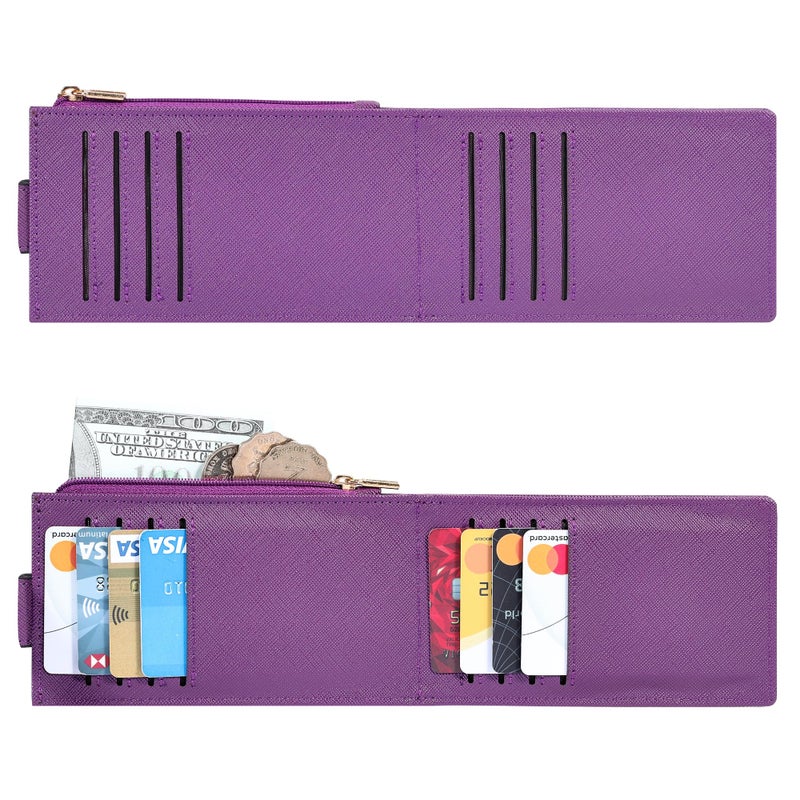 Chelmon Women's RFID Slim Card Holder Wallet: Thin Bifold with Multi-Card Case & Zipper Coin Pocket Purse (Deep Purple) - Image 4