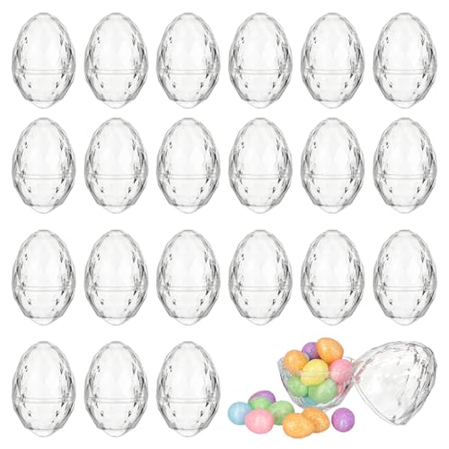 JECOMPRIS 24pcs Fillable Easter Eggs 314x216 Inch Clear Plastic Diamond Eggs Sparkling  Party Candy Containers for Easter Hunt Suprise Filling Specific Treats Basket St Transparent - Image 1