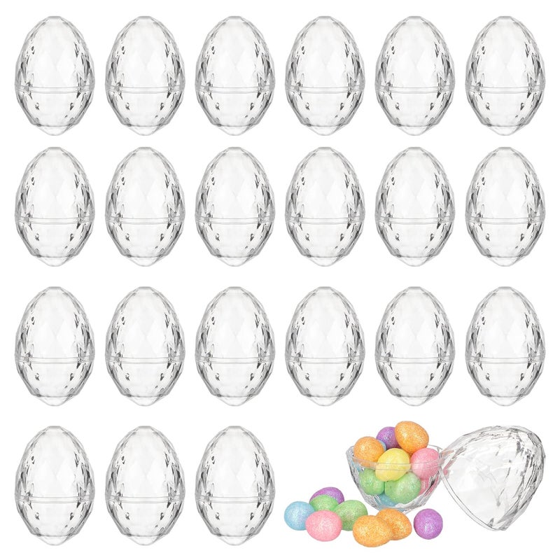 JECOMPRIS 24pcs Fillable Easter Eggs 314x216 Inch Clear Plastic Diamond Eggs Sparkling  Party Candy Containers for Easter Hunt Suprise Filling Specific Treats Basket St Transparent - Image 3
