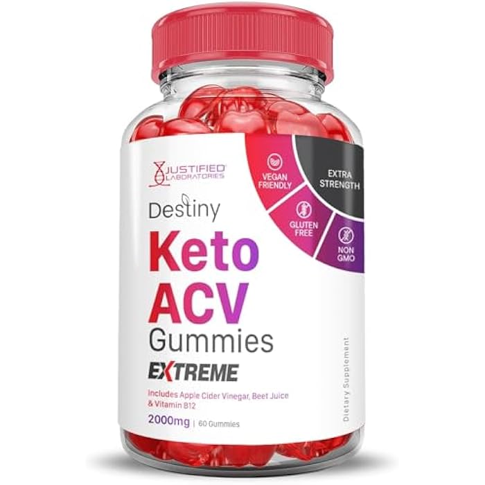 Justified Laboratories (2 Pack Destiny Keto ACV Gummies Extreme 2000MG Destiny Keto Gummies Advanced Formula Apple Cider Vinegar with Pomegranate Beet Juice Powder B12 Vegan Non GMO 120 Gummys - Image 4