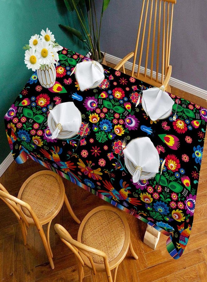 Hexagram Mexican Tablecloth 60x84 Inches Rectangle Halloween Cinco De Mayo Fiesta Waterproof Table Cloth for Home Party Dinner Decorations Black - Image 4