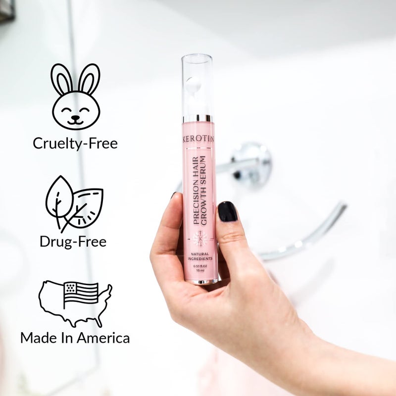 Kerotin Hair Growth Spot Treatment Serum - Visible Improvement in Hair Regrowth, Natural Follicle Hair Treatment - Contains Castor Oil, DHT blocker and Biotin - Made in the US, Cruelty Free - Image 4