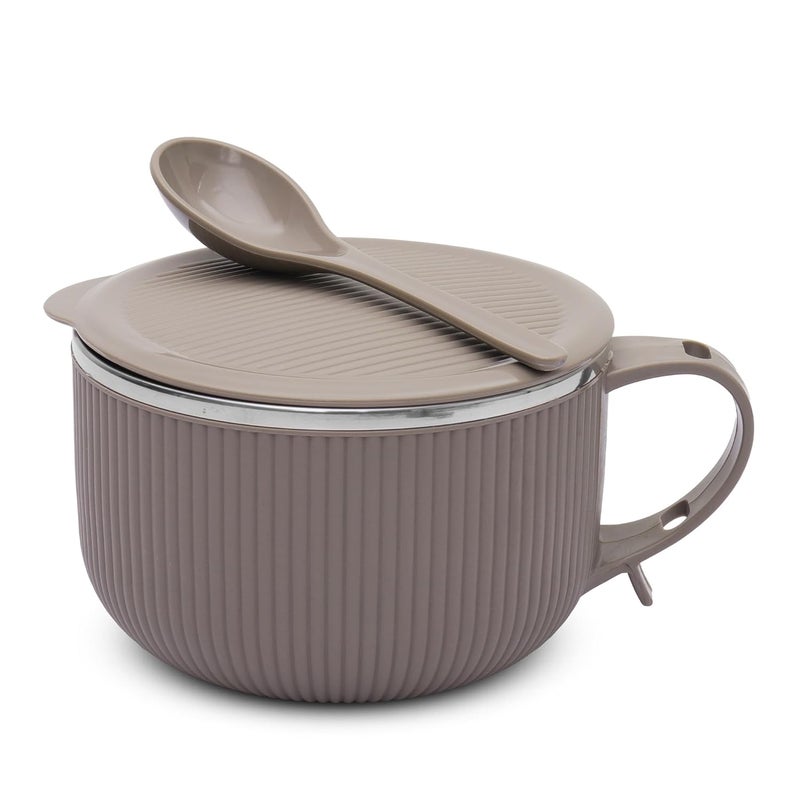 JAYPEE PLUS وعاء حساء ريب توك من الفولاذ المقاوم للصدأ مع غطاء وملعقة لوجبة الإفطار اليومية، بوهة، كورن فليكس، حبوب، مناسب كهدية عيد ميلاد للبنات والأولاد، 900 مل، رمادي مرآة - Image 1