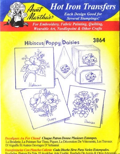 Aunt Martha's Hibiscus - Poppy - Daisies Aunt Martha's Hot Iron Embroidery Transfer - Image 4